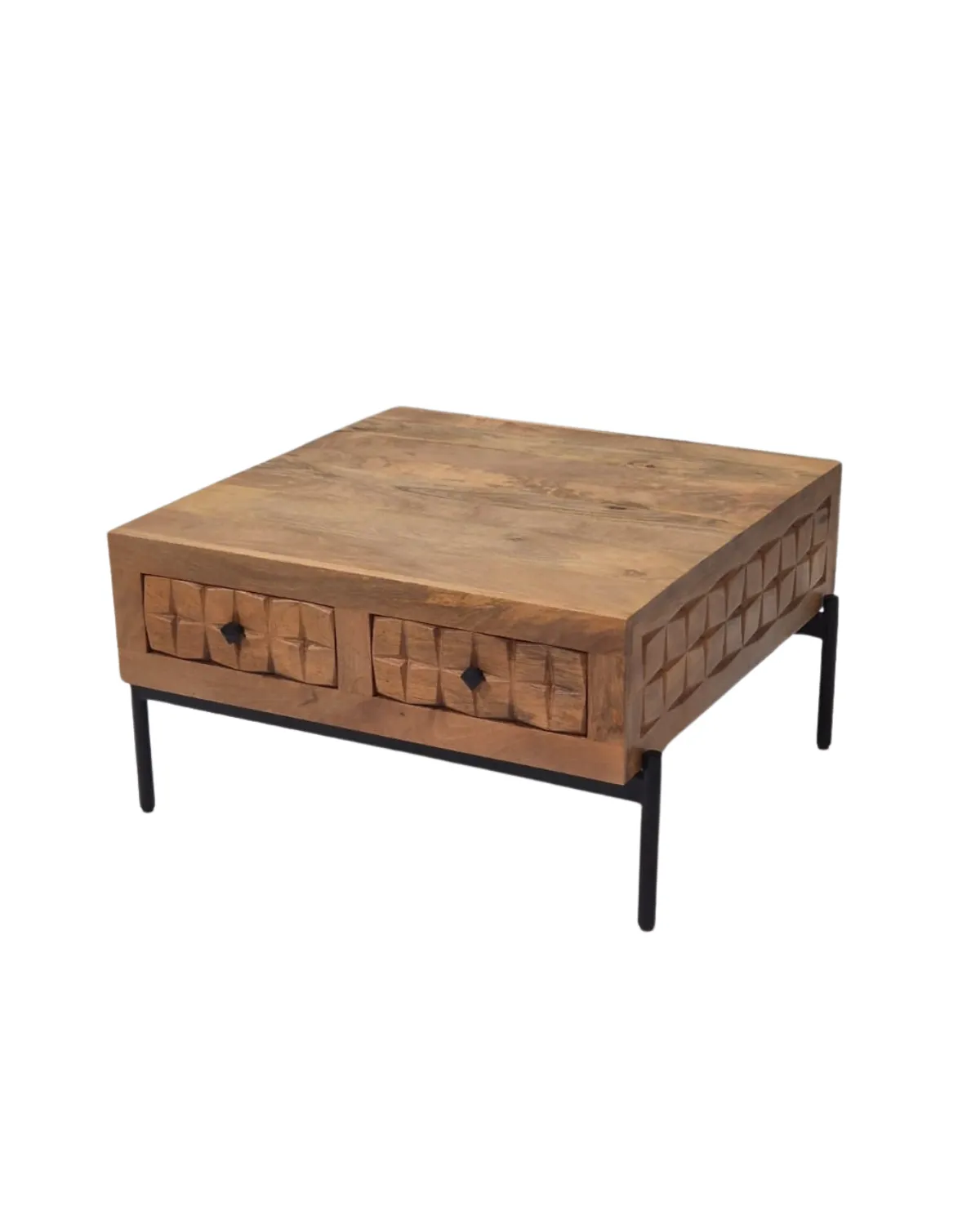 Table-52 Carved Wooden Storage Coffee Table - Image 1