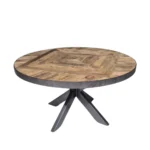 Round Geometric Wood & Metal Dining Table