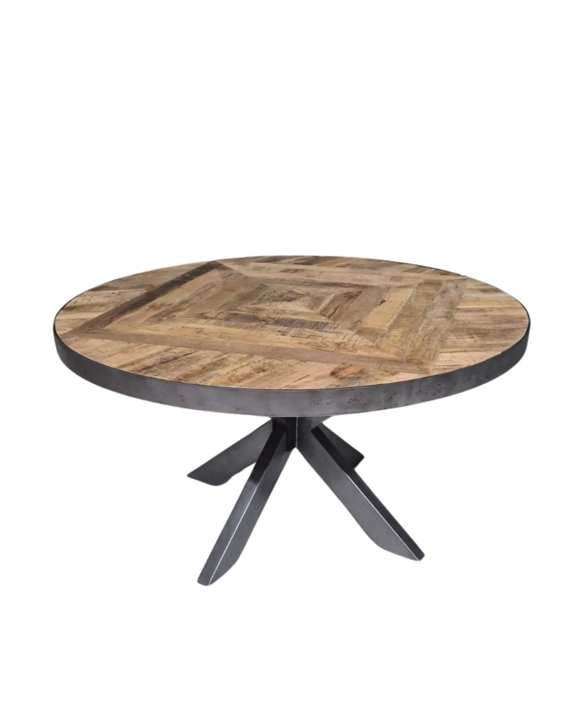 Table-54 Round Geometric Wood & Metal Dining Table - Image 1