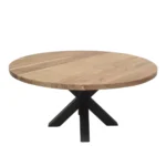 Rustic Round Wooden X-Base Dining Table