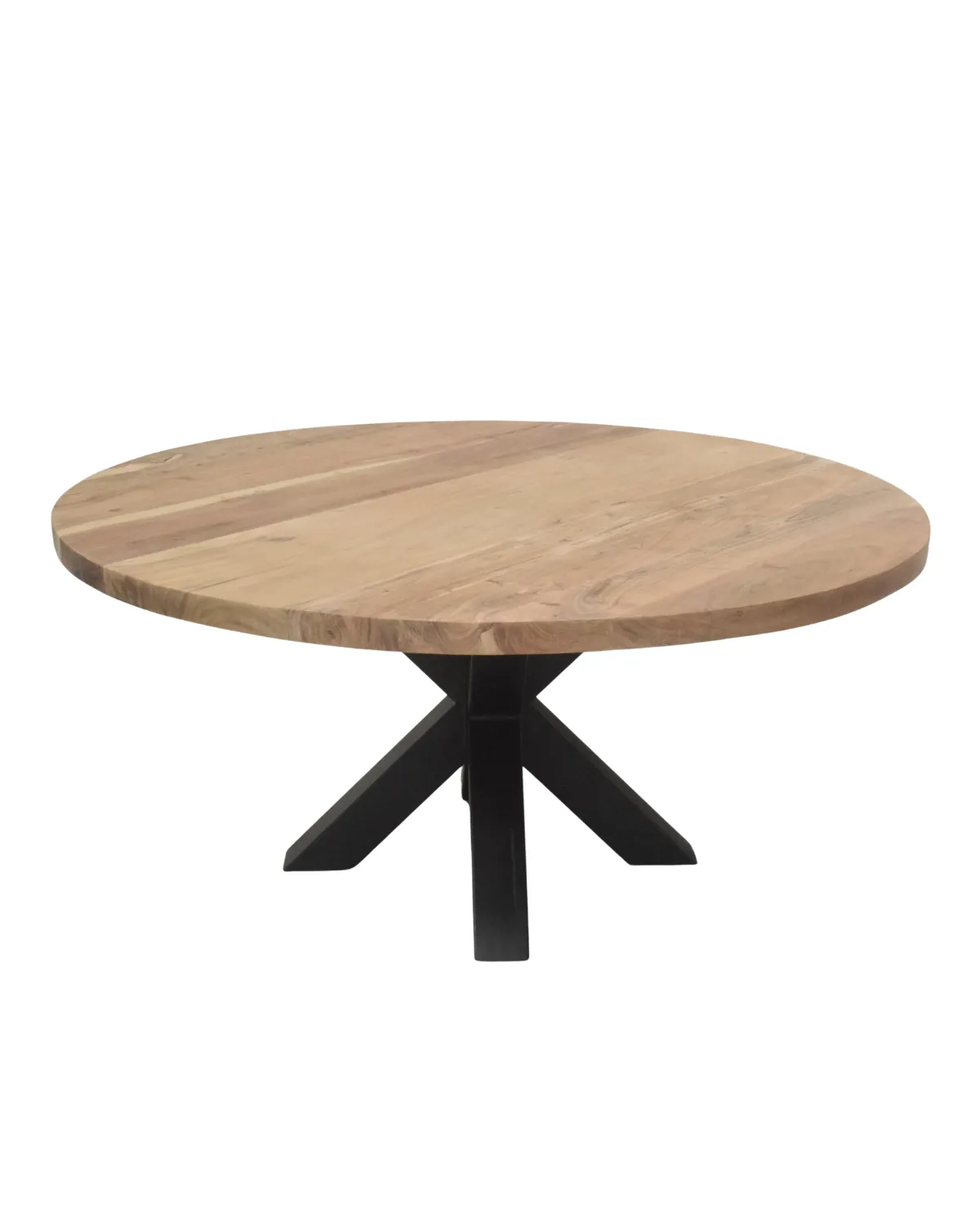 Table-6 Rustic Round Wooden X-Base Dining Table - Image 1