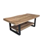 Rustic Wood & Black Metal Coffee Table