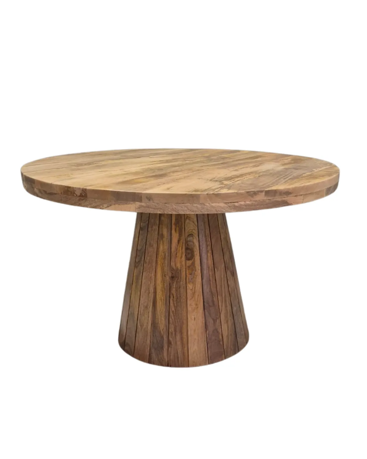 Table-68 Textured Round Wooden Pedestal Table - Image 1