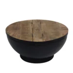 Rustic Round Wooden Drum Coffee Table