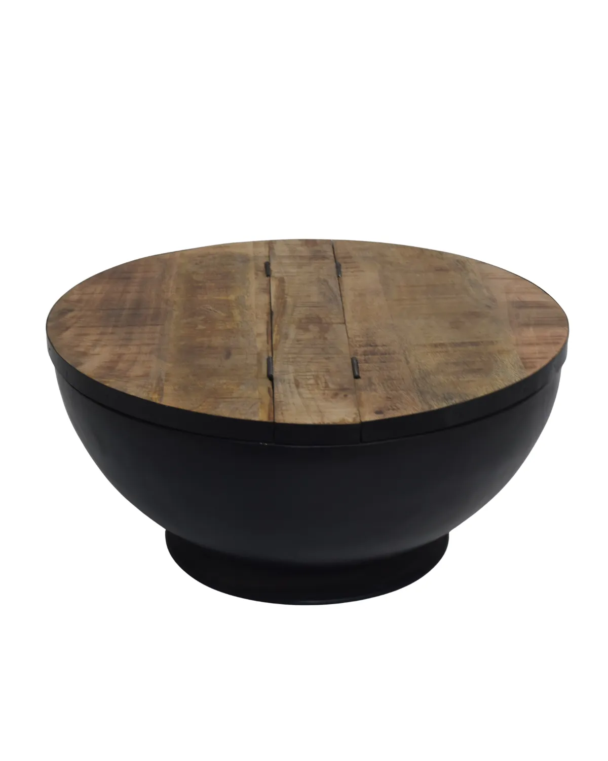 Table-7 Rustic Round Wooden Drum Coffee Table - Image 1