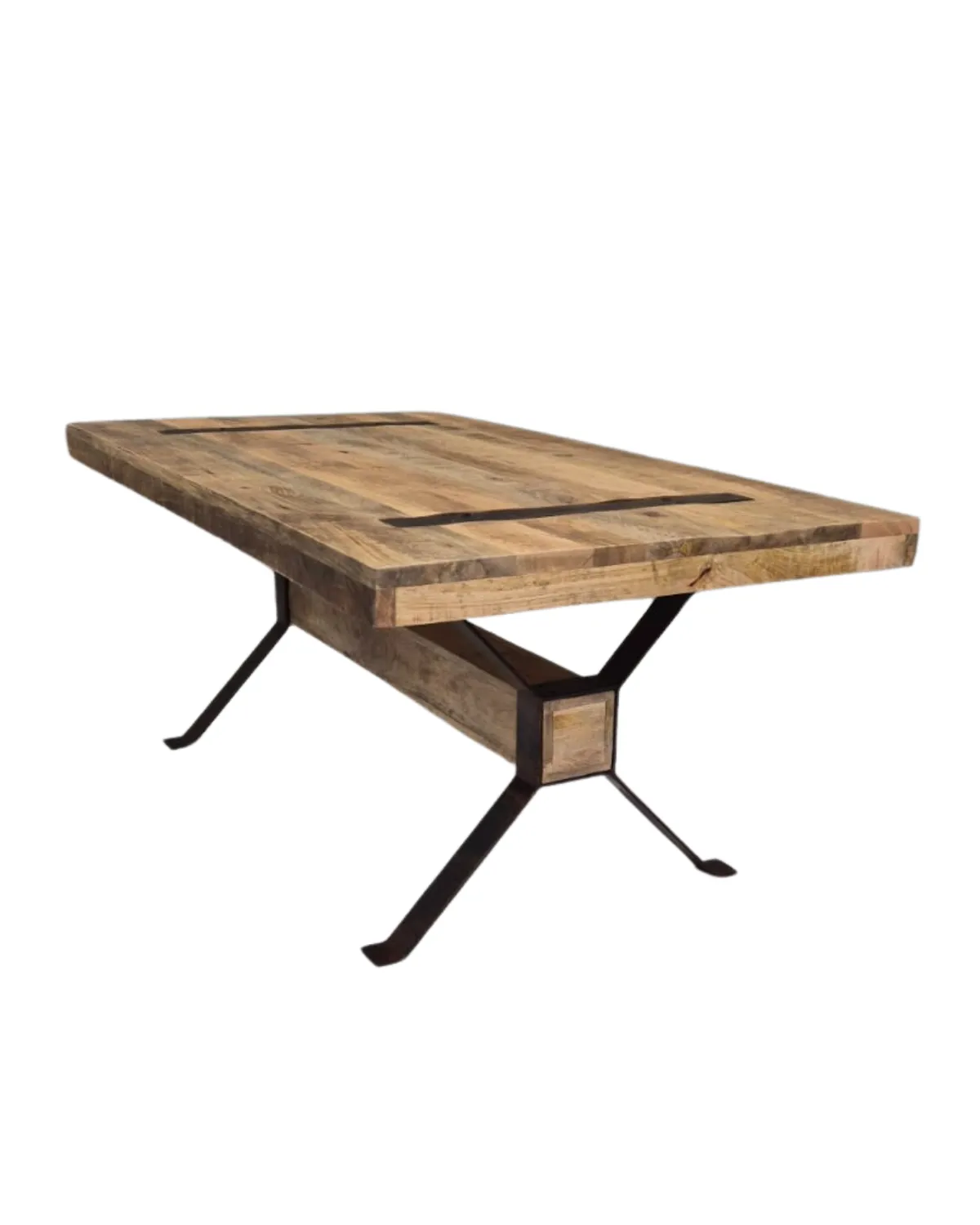Table-74 Rustic Wood & Black Metal Coffee Table - Image 1
