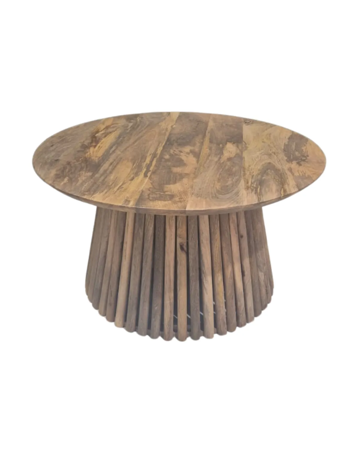 Table-76 Slatted Round Wooden Coffee Table - Image 1
