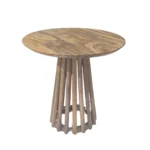 Tall Slatted Pedestal Wooden Table