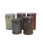 Vintage Rustic Metal Storage Drum Collection