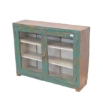 Antique Turquoise Wooden Display Cabinet