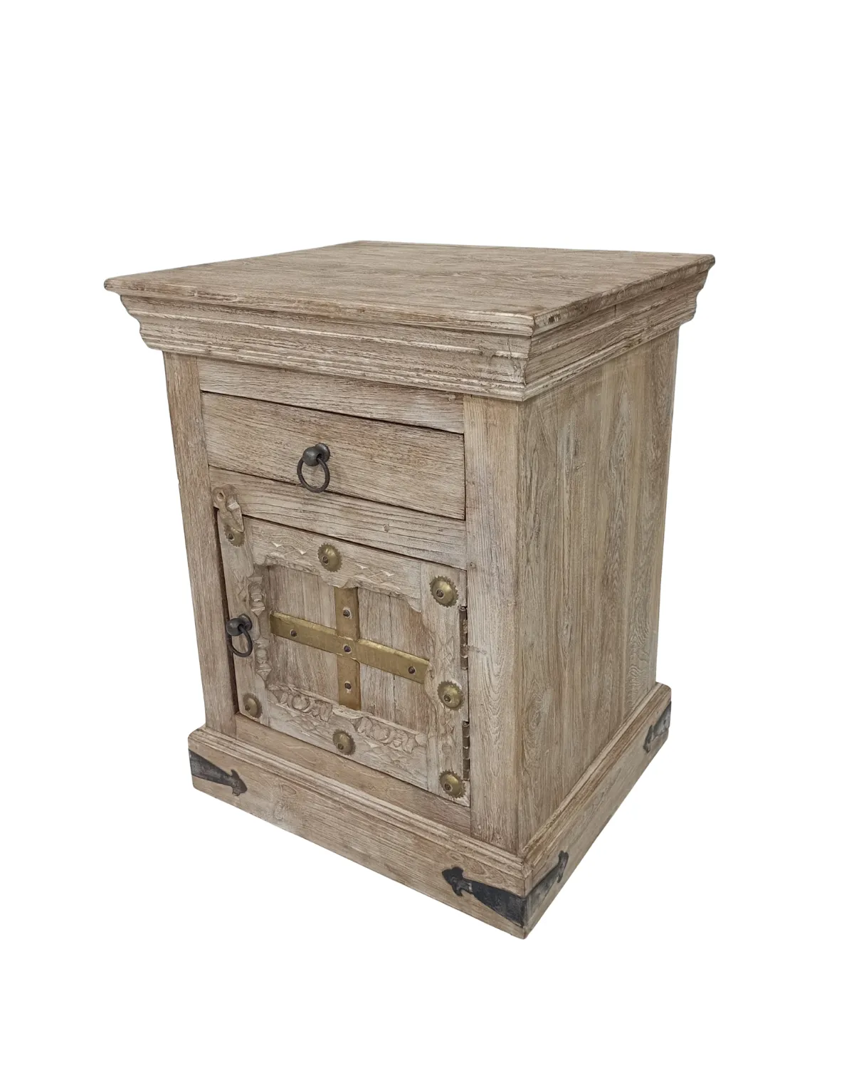 Vintage -14 Antique Carved Wooden Bedside Cabinet - Image 1