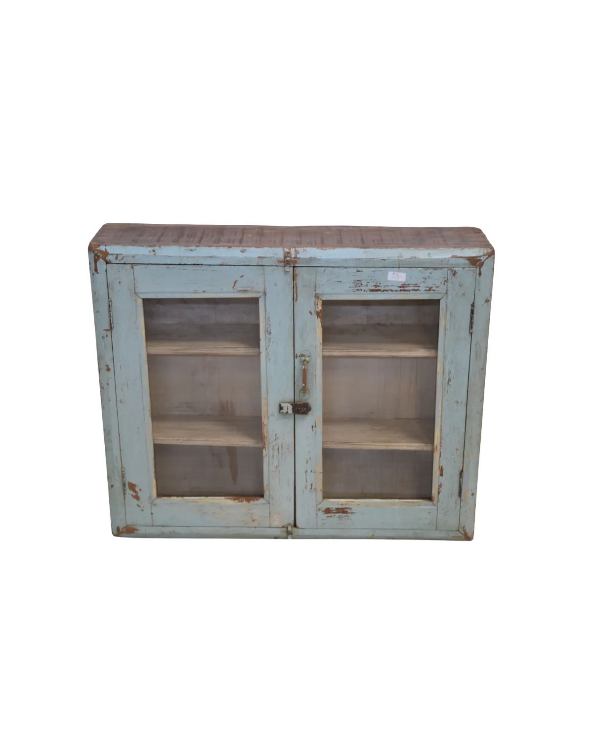 Vintage -15 Vintage Distressed Blue Wooden Wall Cabinet - Image 1