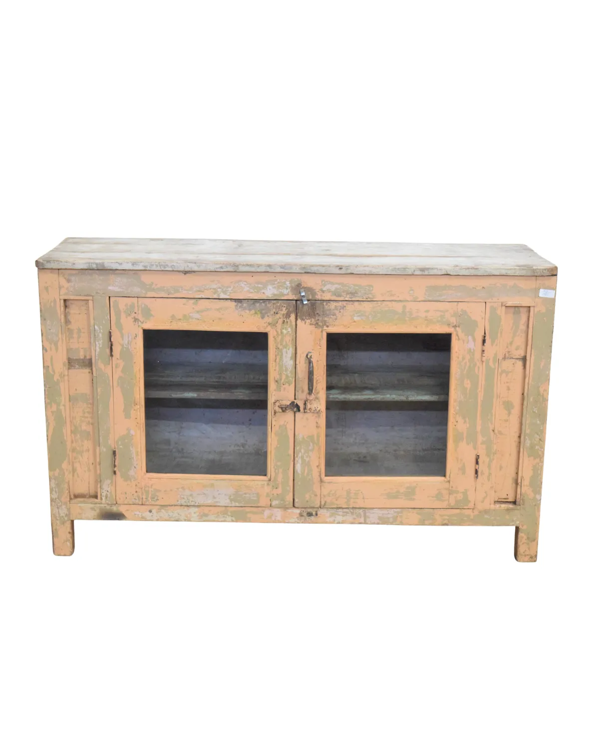 Vintage -17 Antique Peach Patina Wooden Storage Cabinet - Image 1