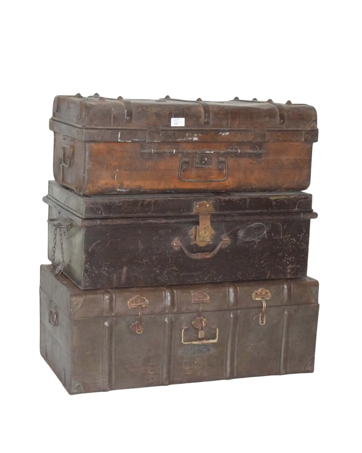 Vintage -19 Antique Heritage Metal Trunk Stack - Image 1
