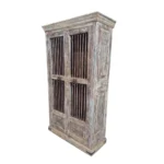 Antique Rustic Slatted Door Wooden Cabinet
