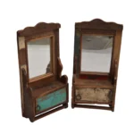 Antique Reclaimed Wood Mirror Cabinet with Vintage Drawer